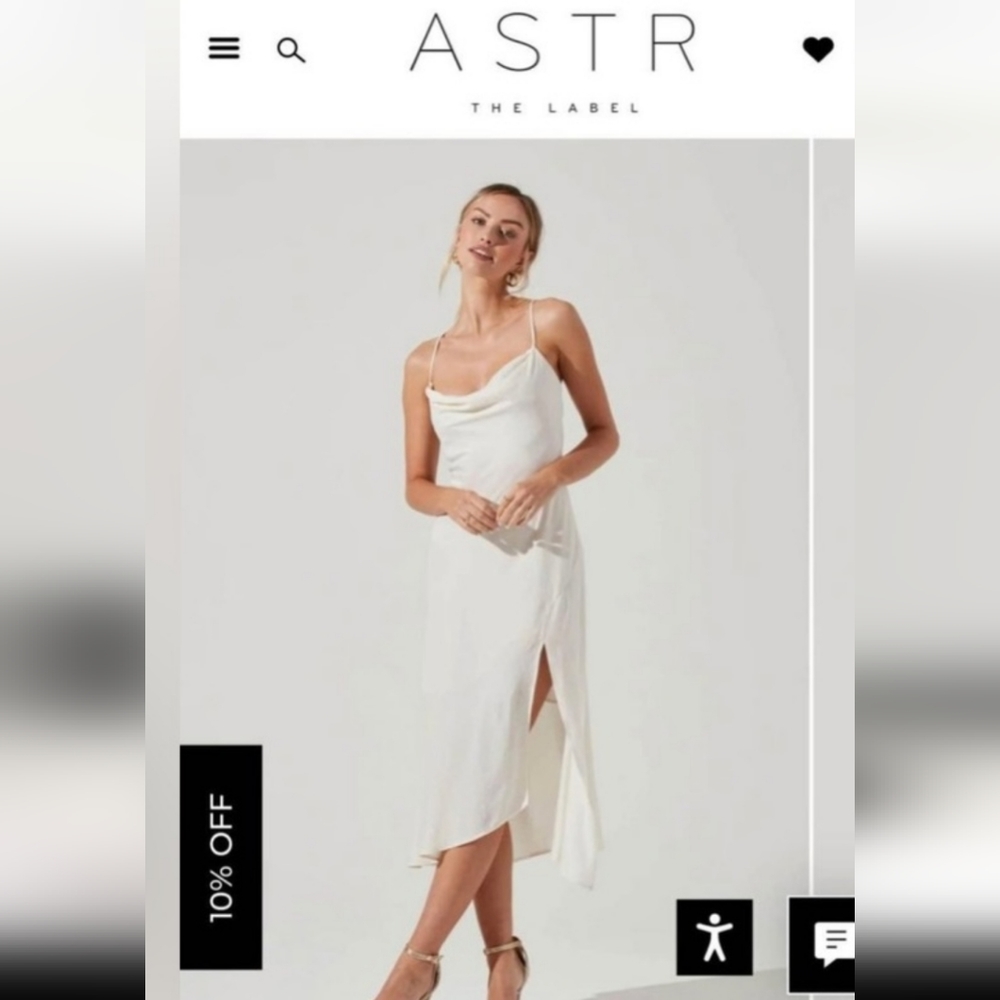 ASTR The Label Cream Slip Midi Dress with Side Slit